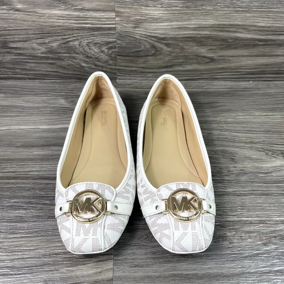 Michael Michael Kors Women's White MK Monogram Flats/Shoes Size 9 - Picture 2 of 7